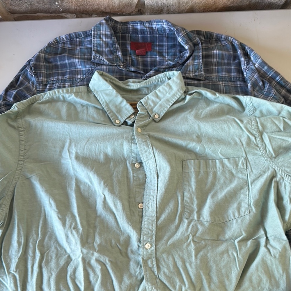 The Foundry Supply Co Green and Blue Casual Button Down Shirts